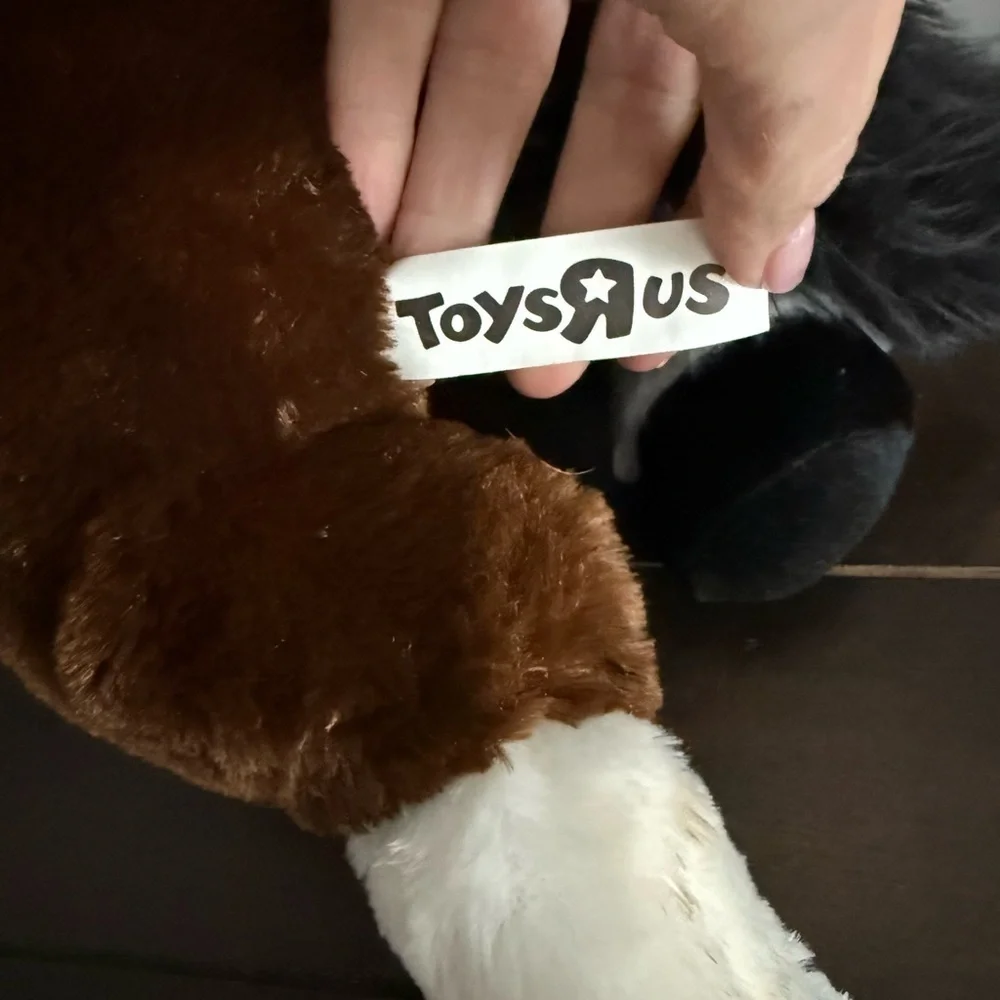 Toys R Us Plush Horse Stuffed Animal Brown White Red Saddle